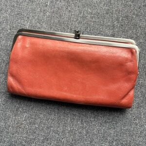 HOBO International Lauren Vintage Leather Double Frame Wallet Clutch - Coral
